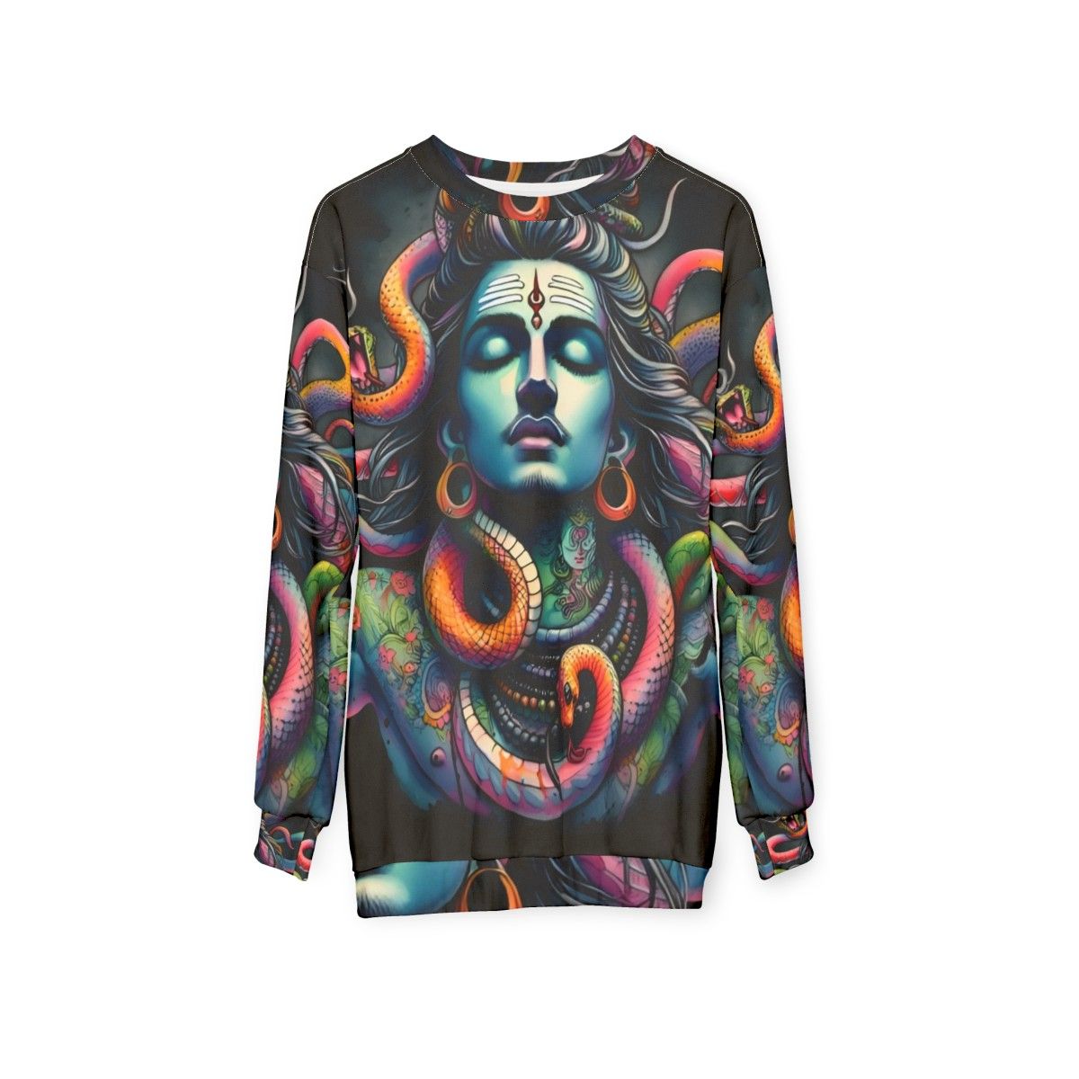 Lord Shiva with Snakes Sweatshirt - Hindu Deity Art - hanging