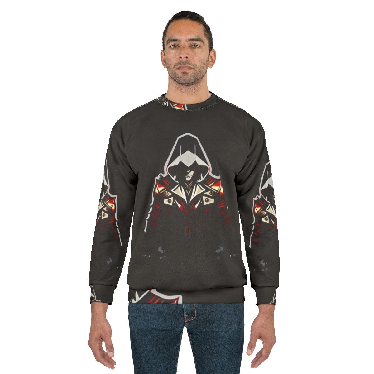 Assassins Creed inspired sweatshirt with iconic characters and stealth action design - men