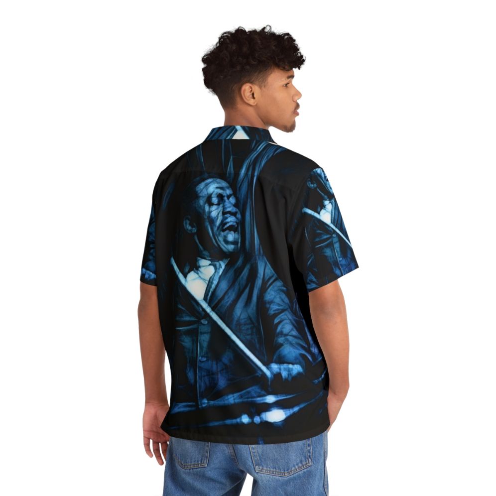 Art Blakey Jazz Messenger Hawaiian Shirt with Blue Note Records Inspired Design - Flat lay