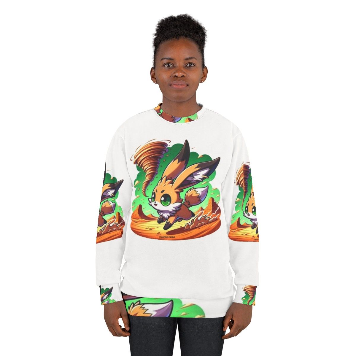 Legendary desert fox and rabbit design on a cozy sweatshirt - women