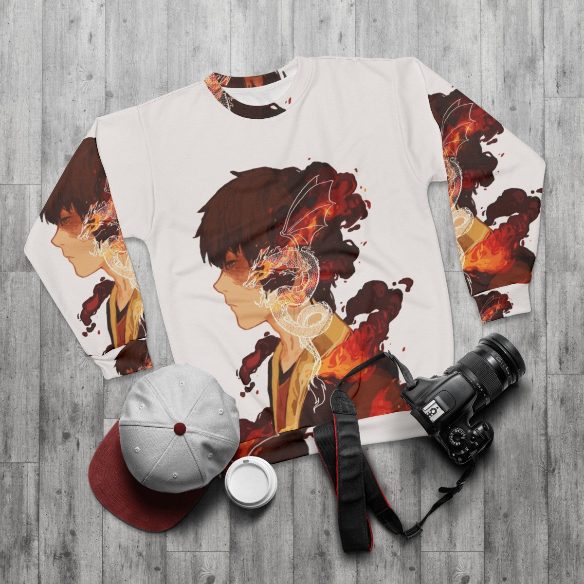 Zuko firebender sweatshirt from Avatar: The Last Airbender - flat lay