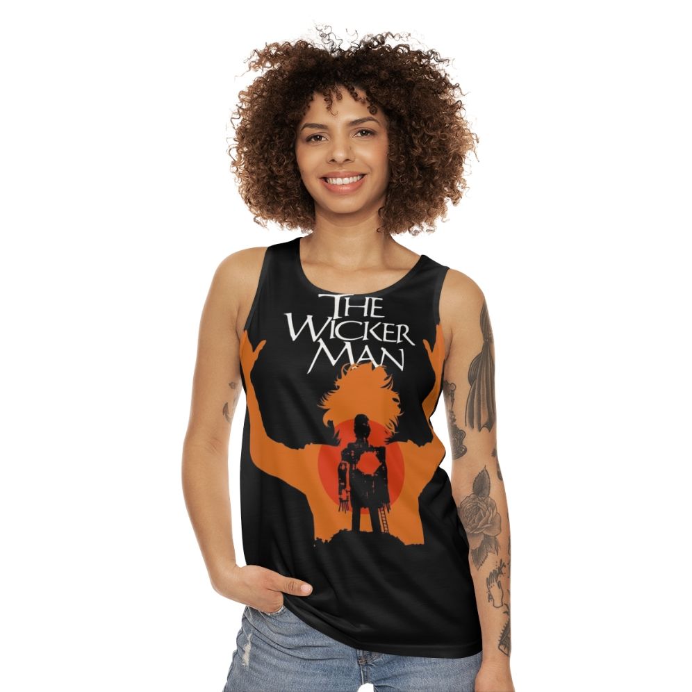 Unisex tank top featuring the classic British horror film 'The Wicker Man' - women