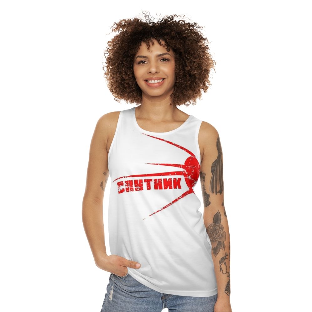 Sputnik Unisex Tank Top with Soviet Space Program Design - women