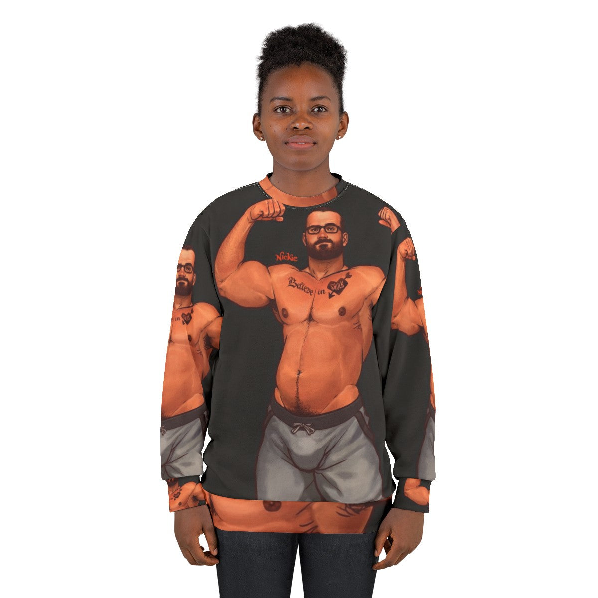 Heart Beats Sweatshirt featuring a nickiecharles bara gay lgbt male pinup design - women