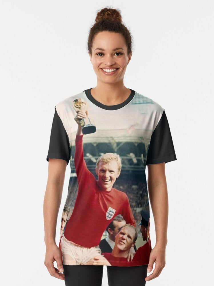 Vintage 1966 England World Cup Champions Graphic T-Shirt featuring Bobby Moore - Women