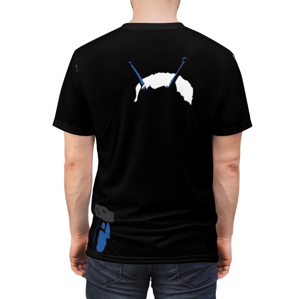 Minimalist t-shirt design featuring an Andorian silhouette from the Star Trek universe - men back