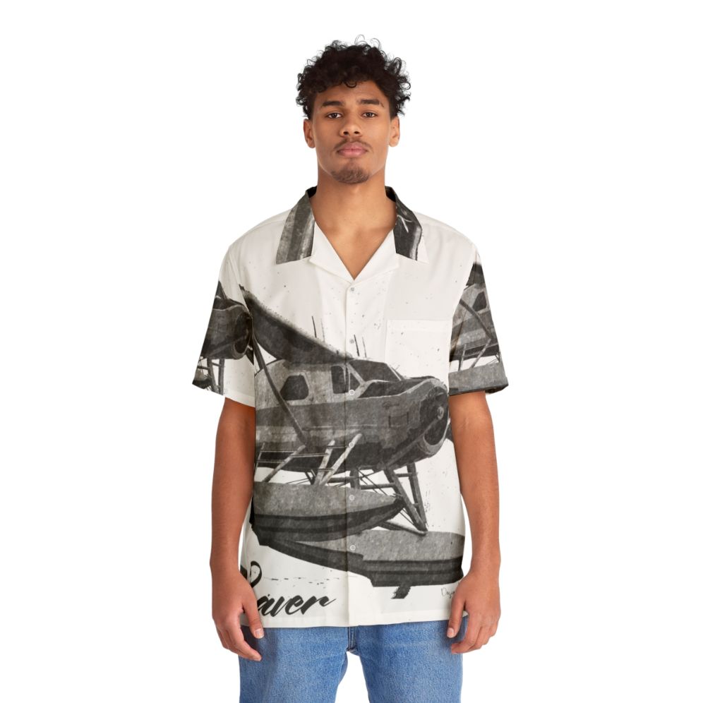 Dehavilland DHC-2 Beaver Floatplane Sketch Hawaiian Shirt - People Front