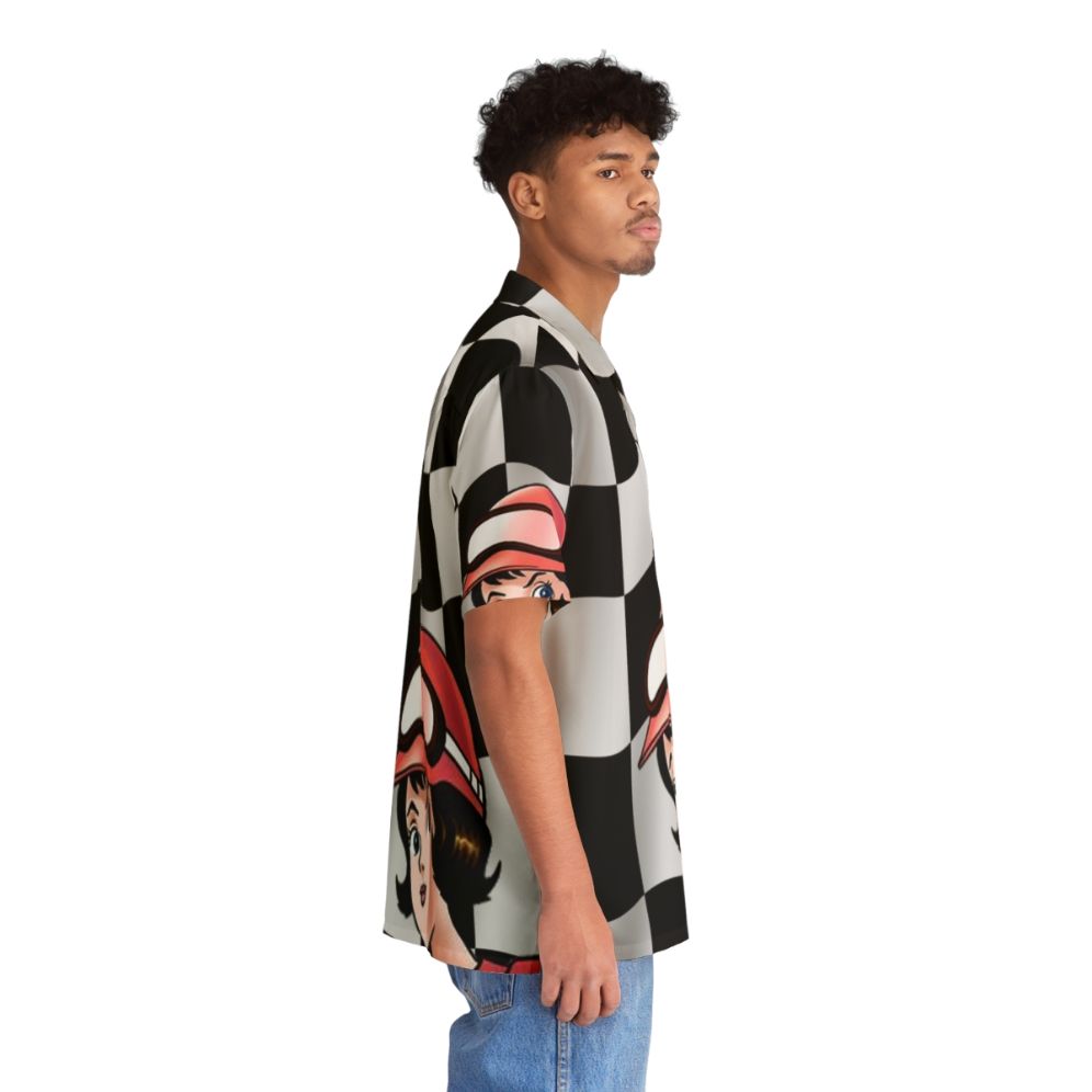 Speed Racer themed Hawaiian shirt with checkered flag design - People Pight