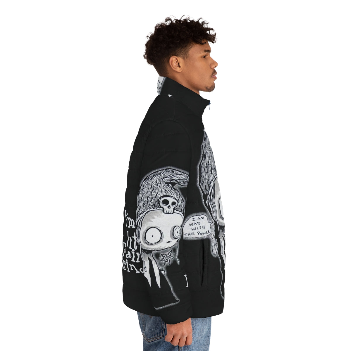 Lenore Puffer Jacket featuring a cute, gothic design inspired by the popular comic series - men side right