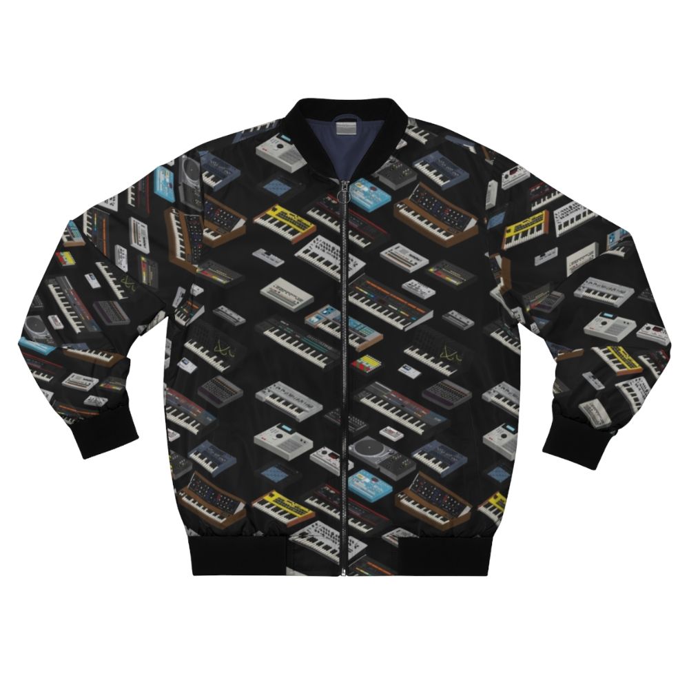 Stylish bomber jacket featuring a synthwave design for music enthusiasts and synth lovers