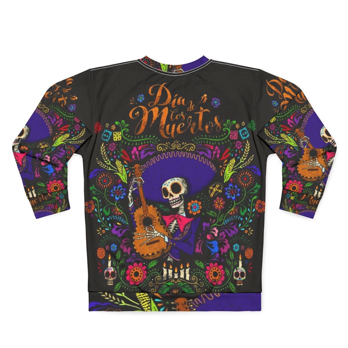 Dia De Los Muertos Sweatshirt featuring a sugar skull design - Back