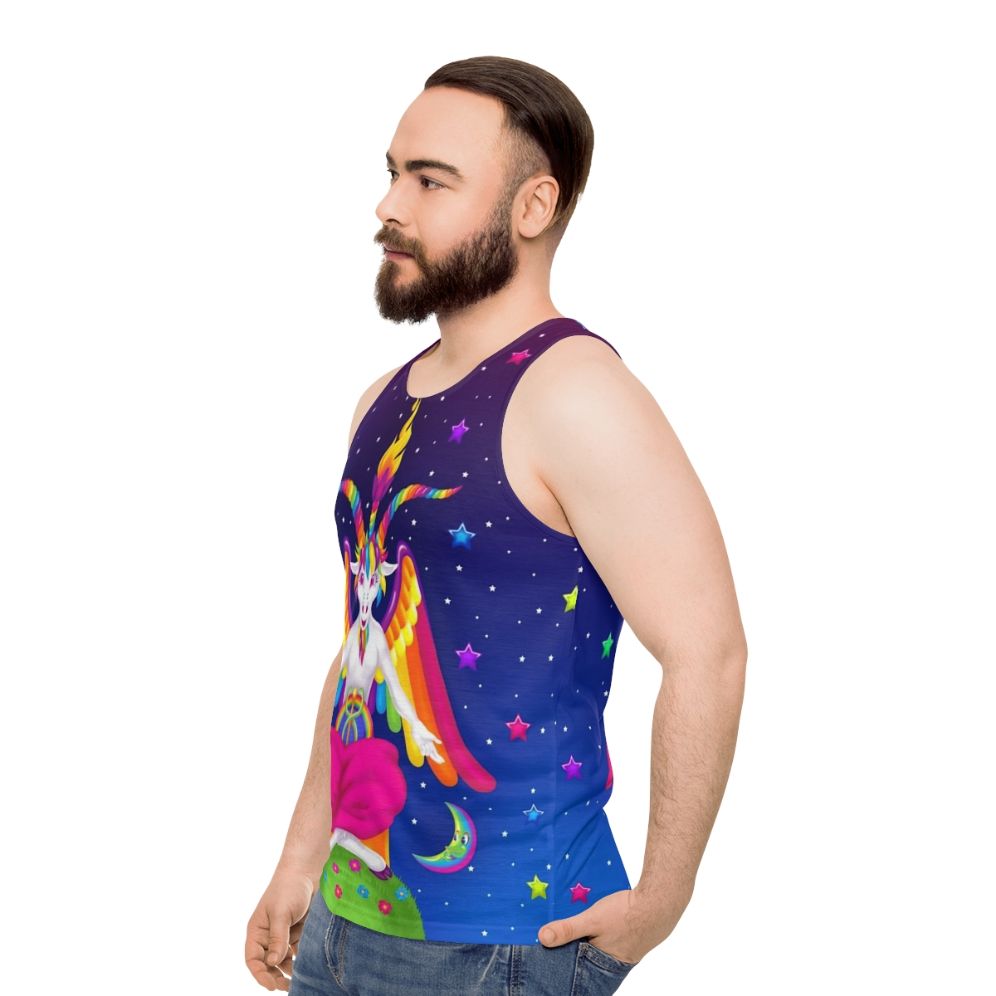 1990s neon rainbow baphomet unisex tank top - men side