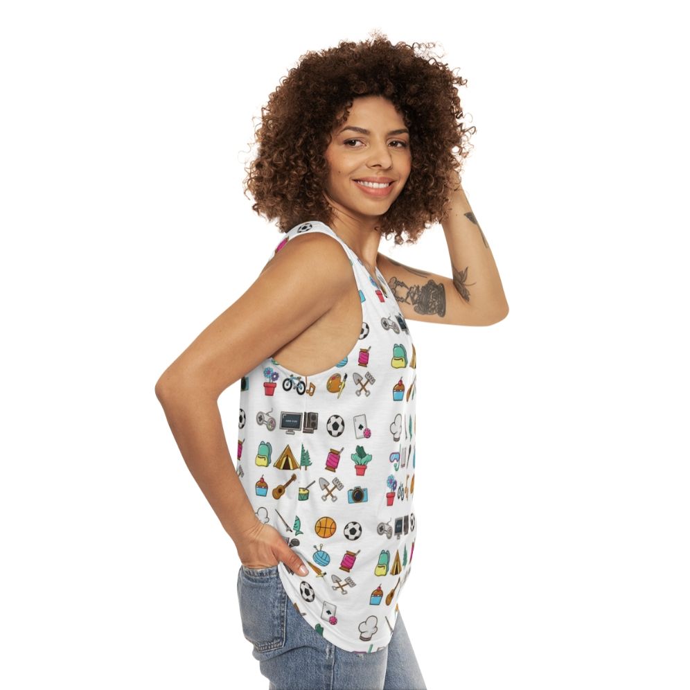 Hobbies sticker pack unisex tank top - women side