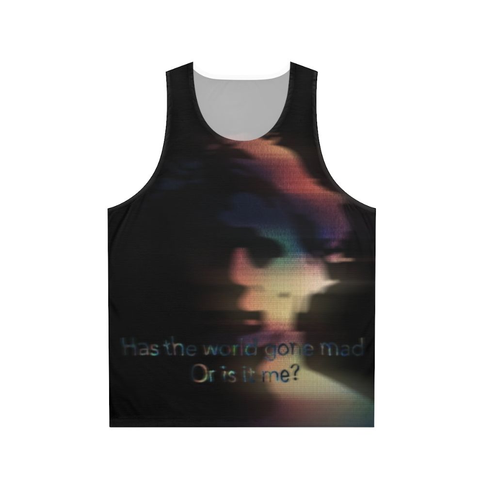 Unisex tank top with abstract art and lyrical design