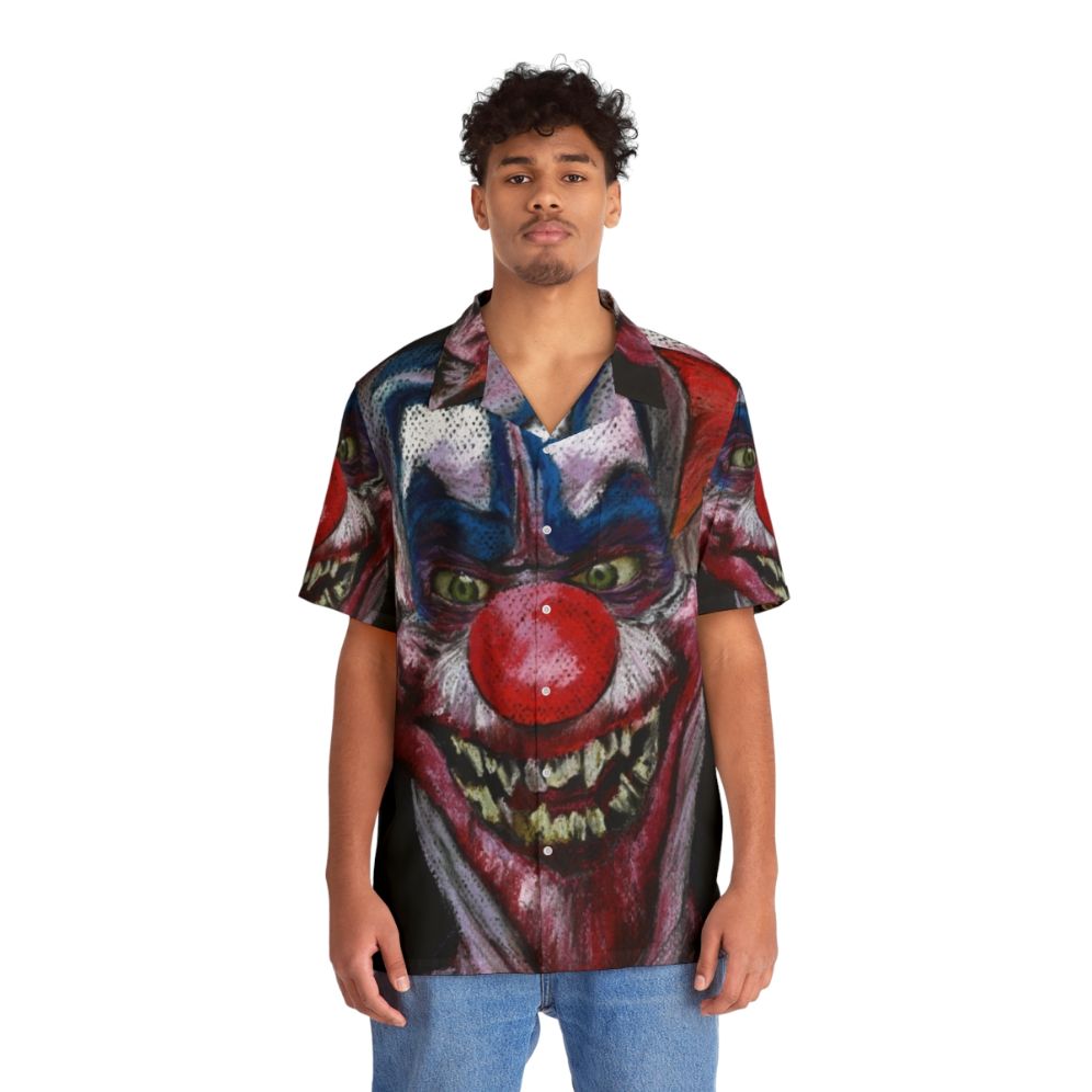 Killer clown horror Hawaiian shirt with alien pastel artwork - People Front