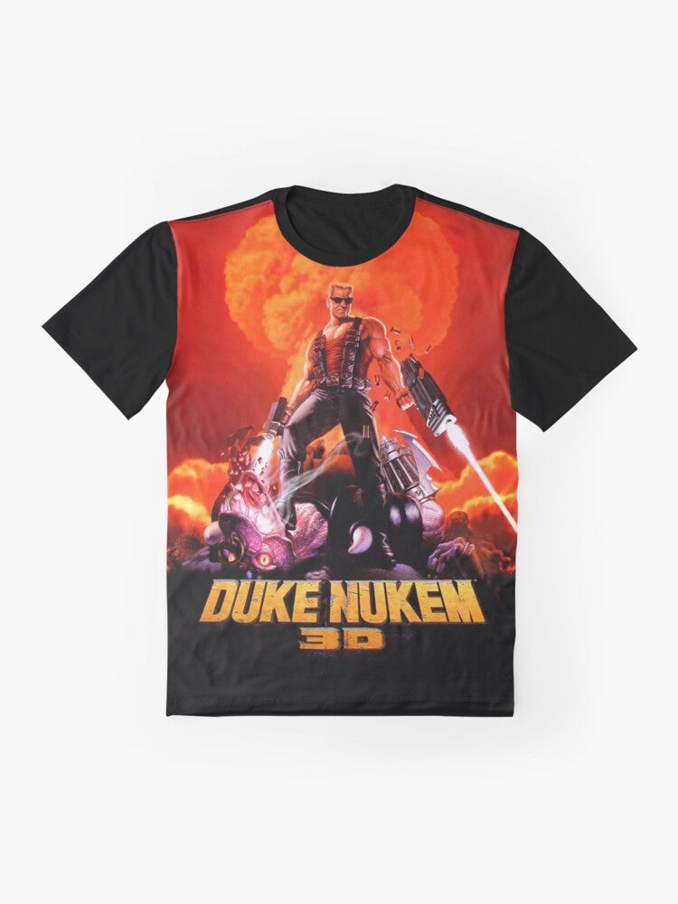 Duke Nukem 3D retro game print graphic t-shirt - Flat lay