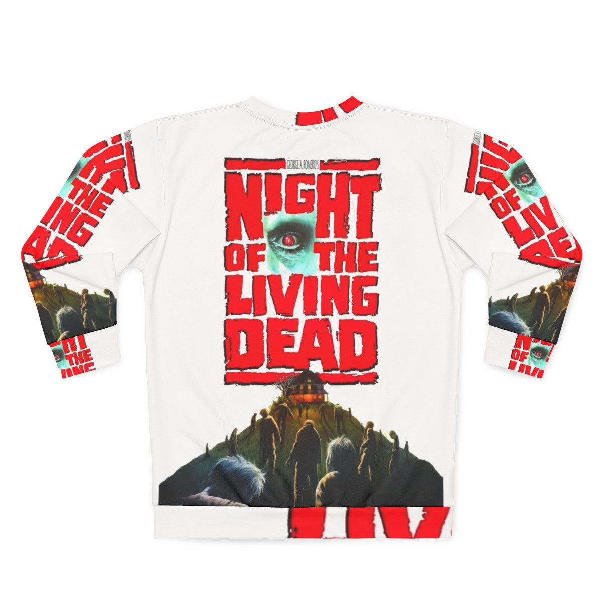 Night of the Living Dead Sweatshirt with Zombie and Horror Imagery - Back