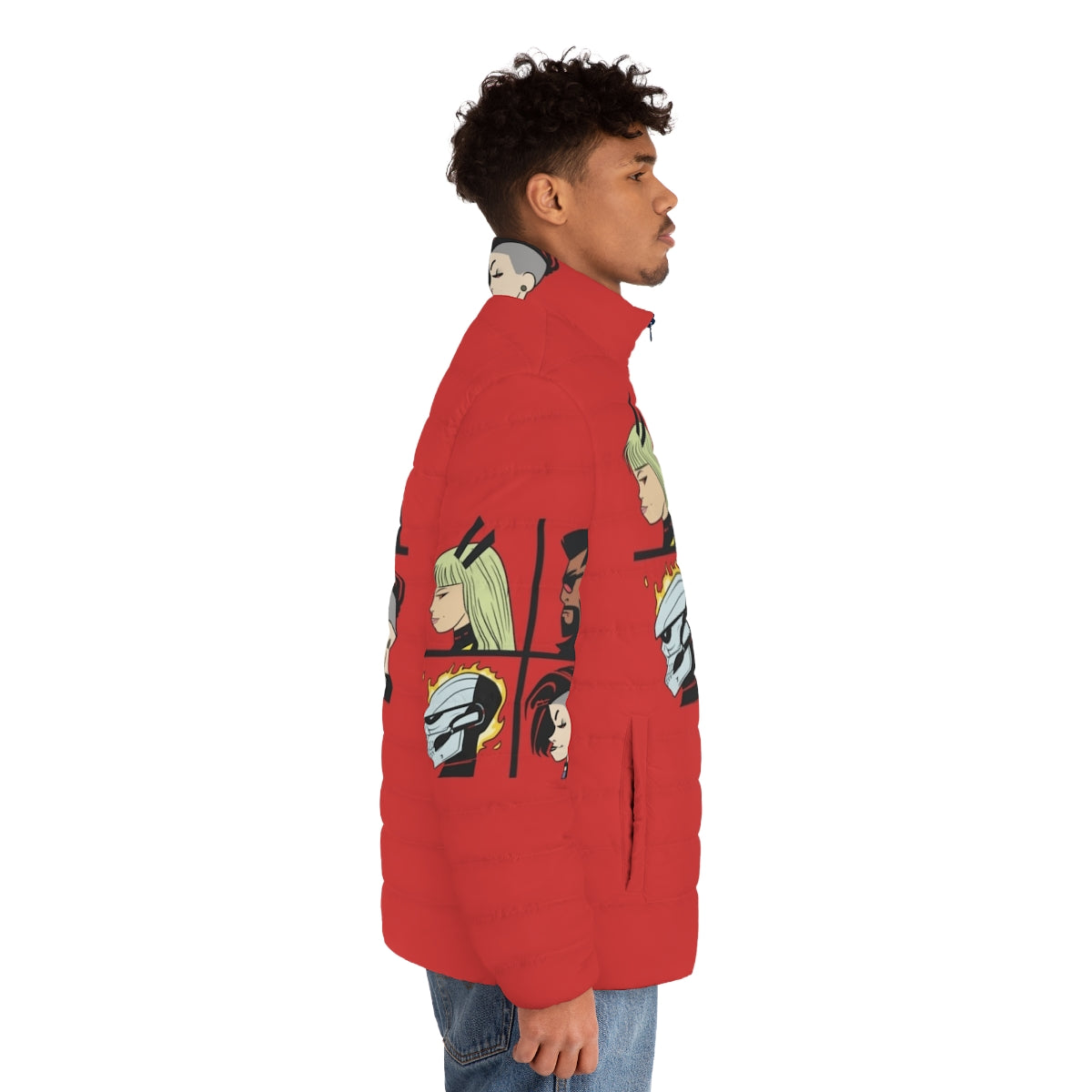 Midnight Suns Avengers Gorillaz Video Game Puffer Jacket - men side right