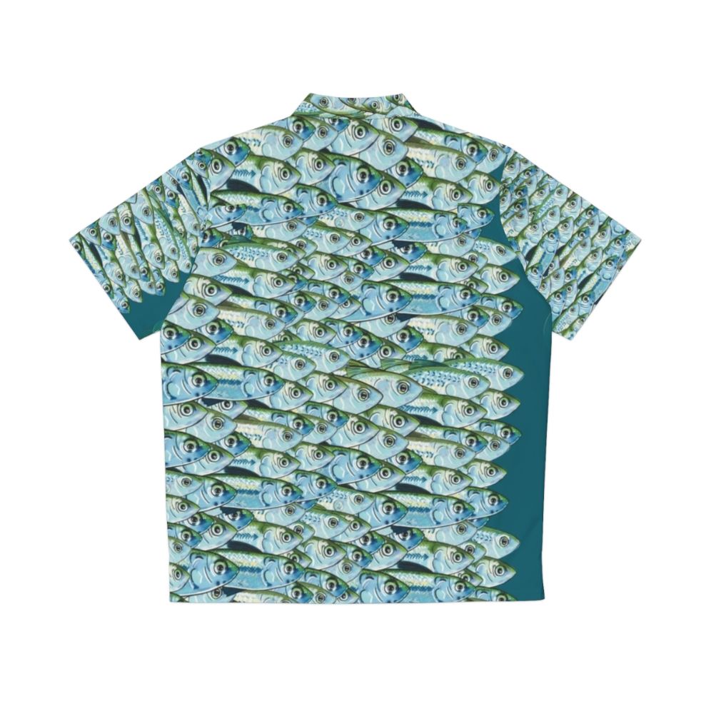 Bait Fish Green Backs Hawaiian Shirt with Fishing Themed Graphics - Back