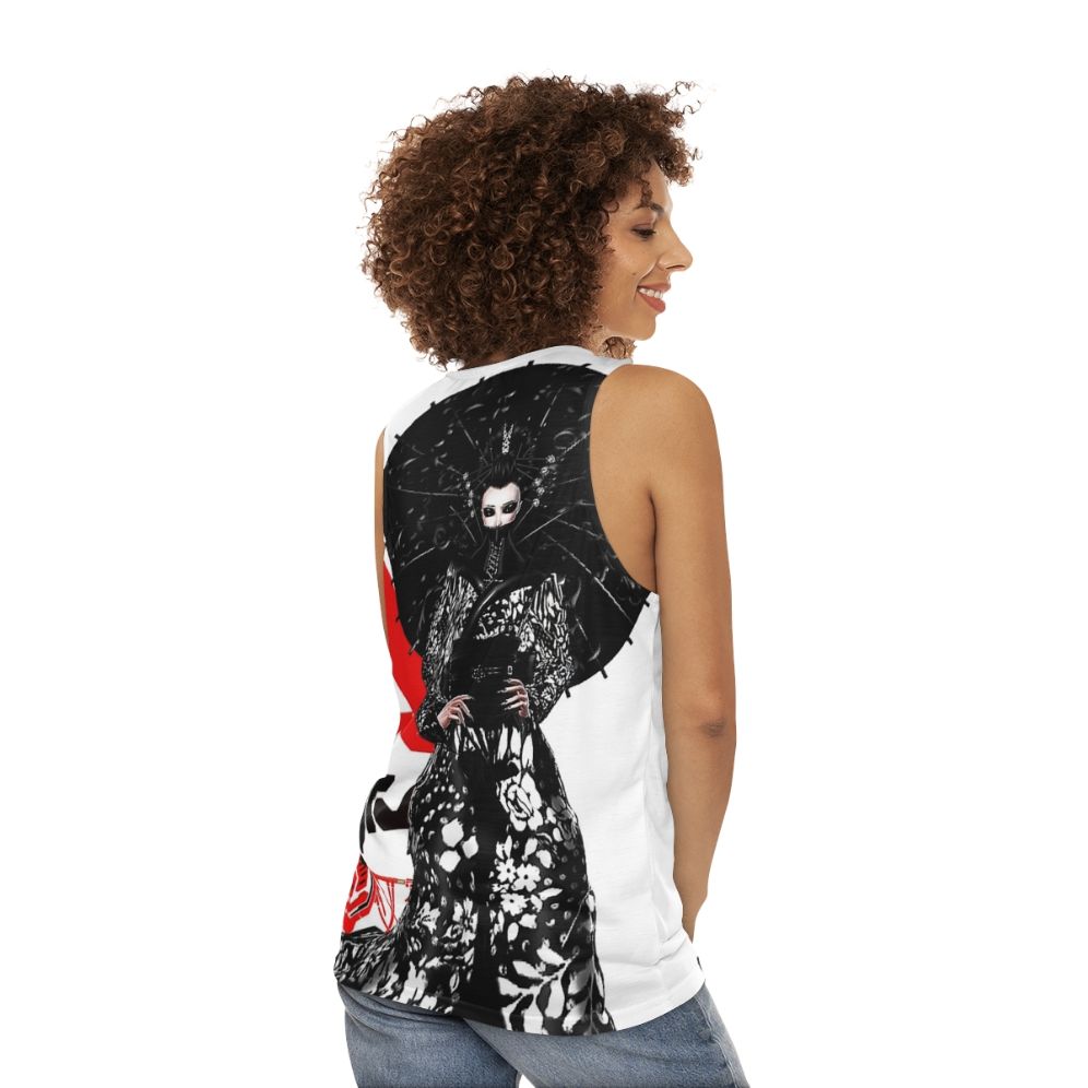 Cyberpunk futuristic unisex tank top - women back