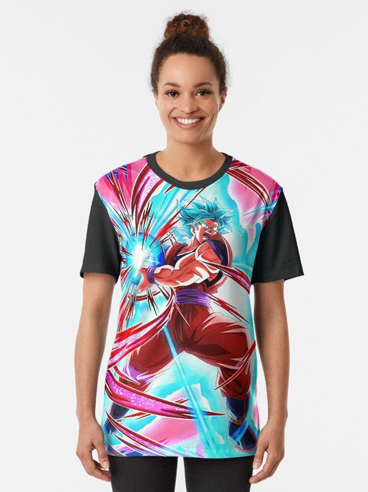 Goku using Kaioken Super Saiyan Blue technique graphic t-shirt - Women