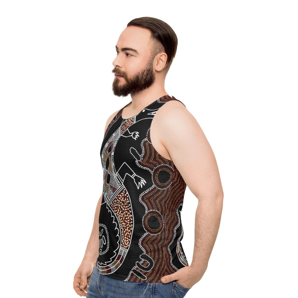 Authentic Aboriginal Art Crocodile Unisex Tank Top - men side