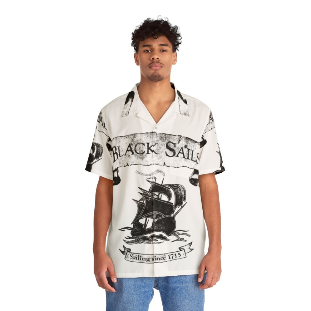 Black Sails Pirate Hawaiian Shirt with Nautical and Captain Flint Inspired Design - People Front