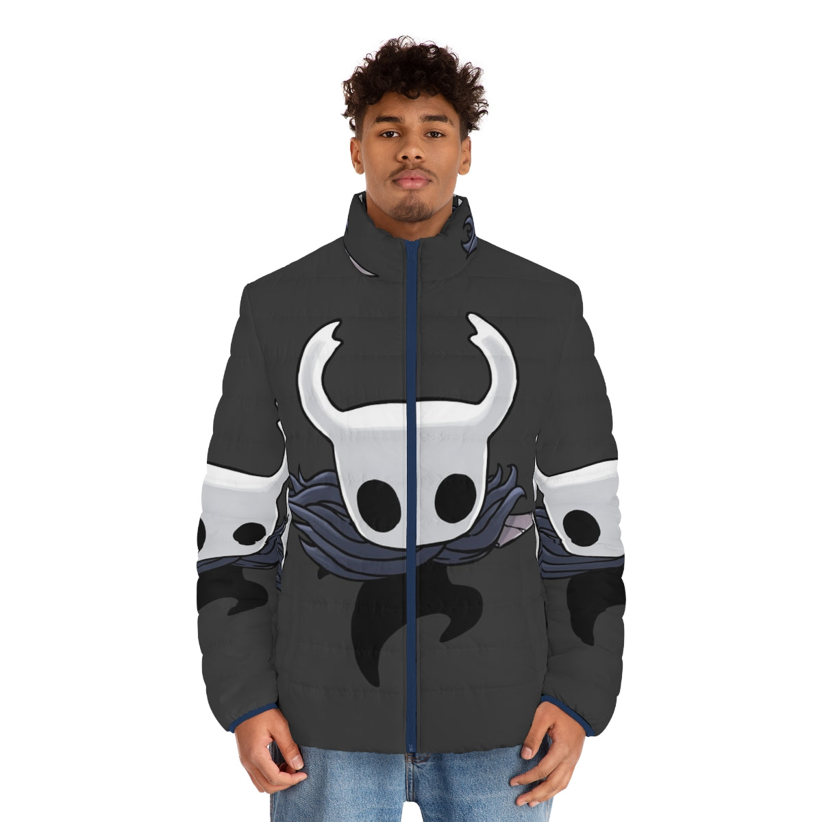 Hollow Knight Attack Puffer Jacket - Dark Fantasy Video Game Merchandise - men front