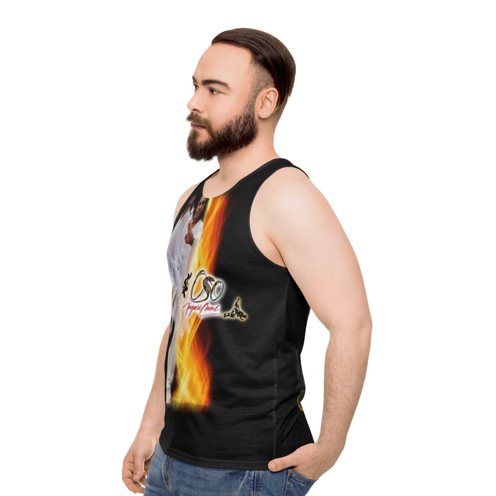 Unisex martial arts tank top with peaceful warrior spirit design - men side