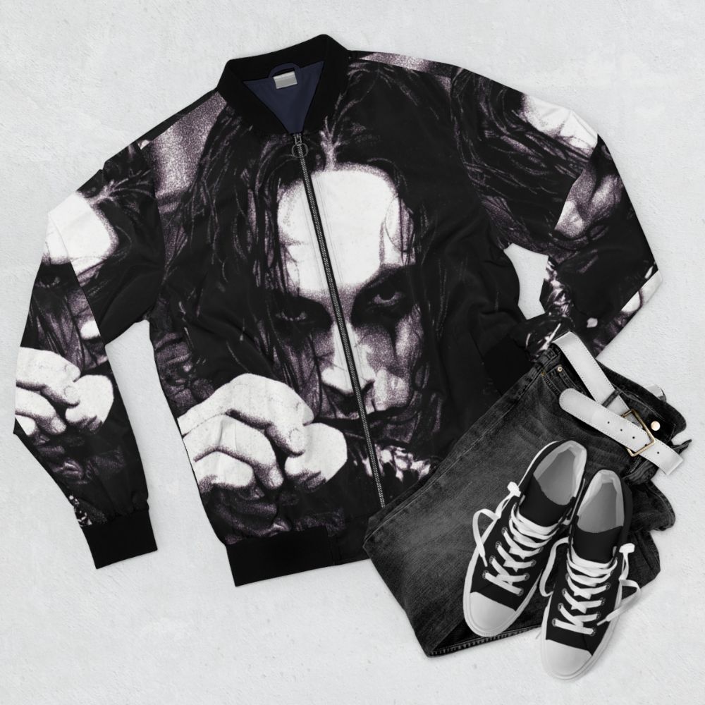 The Crow Eric Draven Bomber Jacket - Flat lay