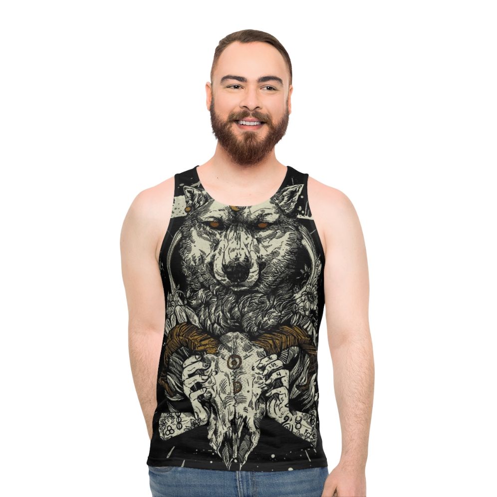 Witchcraft pagan wolf werewolf unisex tank top - men