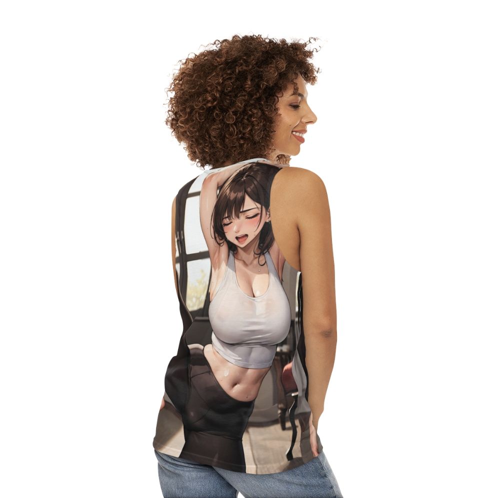 Unisex anime-inspired yoga tank top - women back