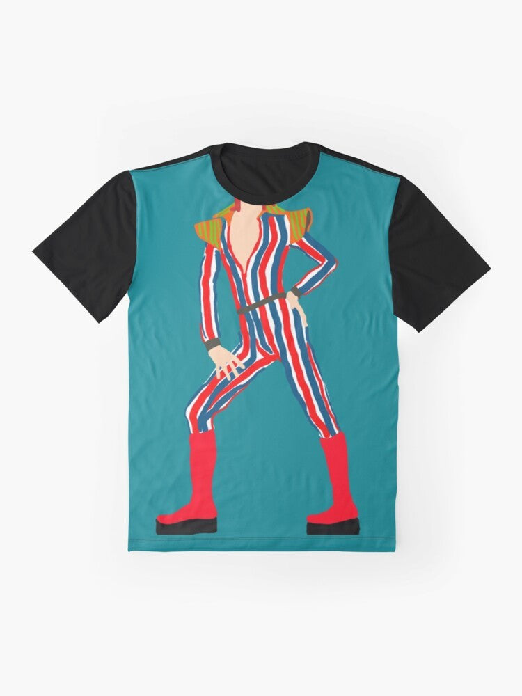 Ziggy Stardust stripe graphic t-shirt featuring a retro design inspired by David Bowie - Flat lay