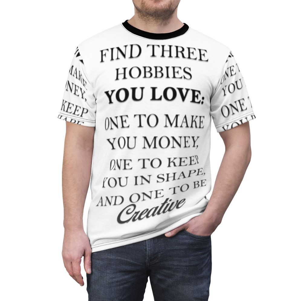 Hobbies T-Shirt with All-Over Print Design - men front