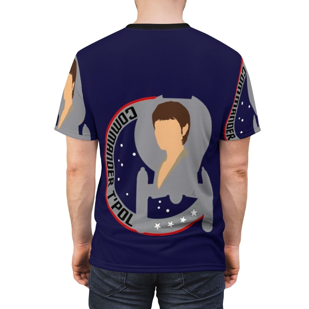 Star Trek Enterprise inspired t-shirt with commander uniform design - men back