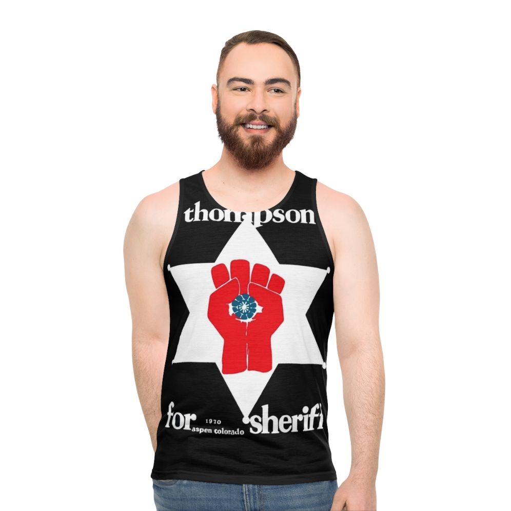 Hunter S. Thompson unisex tank top with psychedelic design - men