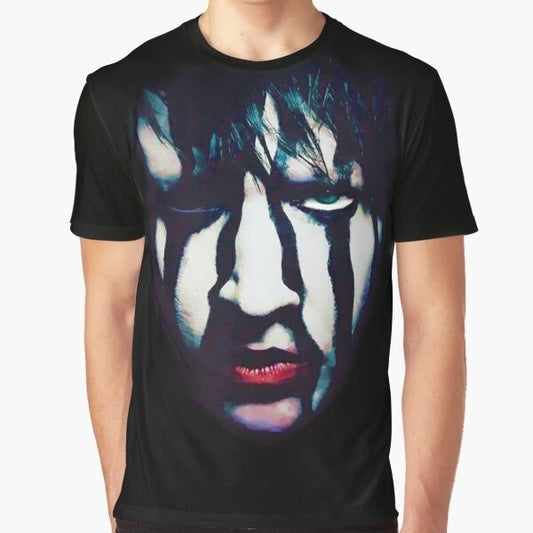 Marilyn Manson portrait fan art graphic design on a t-shirt