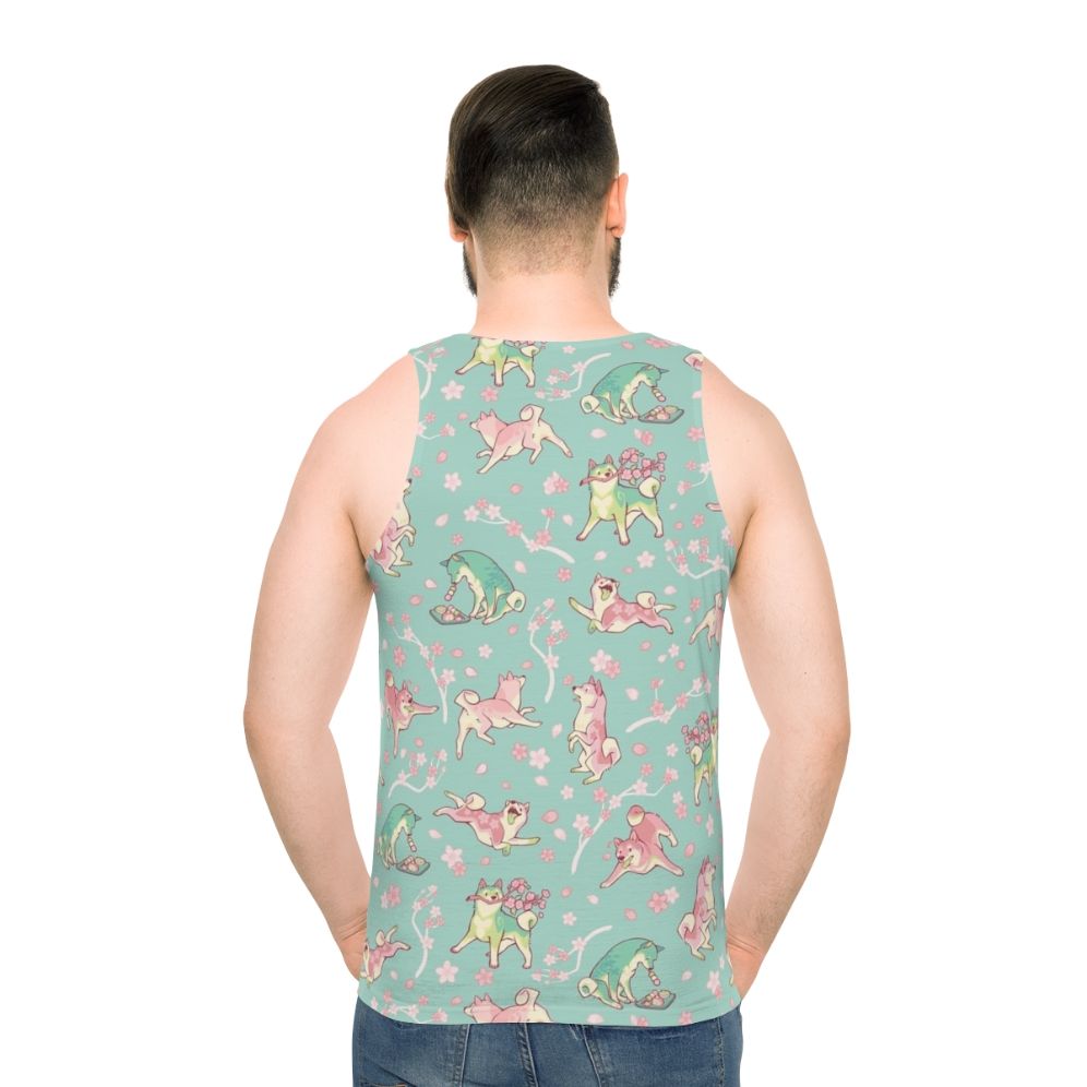 Shiba Inu Floral Unisex Tank Top - men back