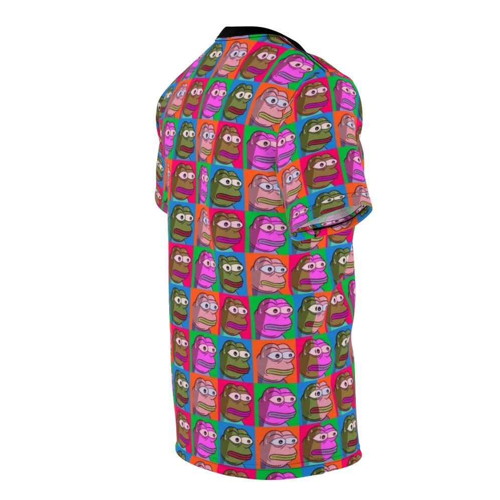 Vibrant pop art inspired design featuring popular Twitch emotes on a high-quality t-shirt. - men right