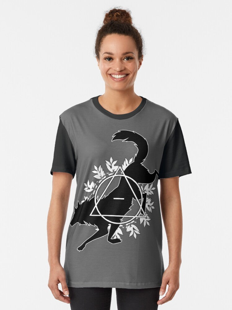 Theta Delta Canine Graphic T-Shirt with wolf, fox, dog, and coyote design - Women