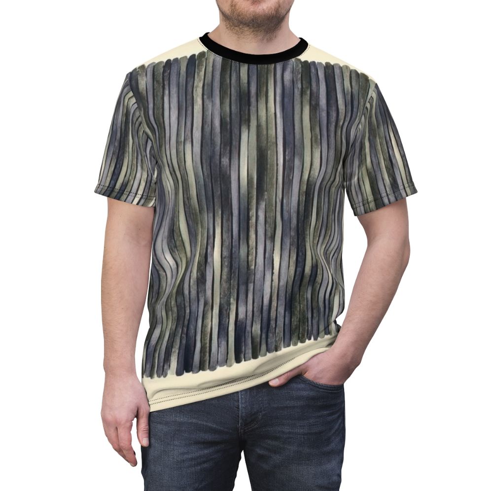 T-shirt featuring a vibrant abstract painting by renowned artist Gene Davis - men front