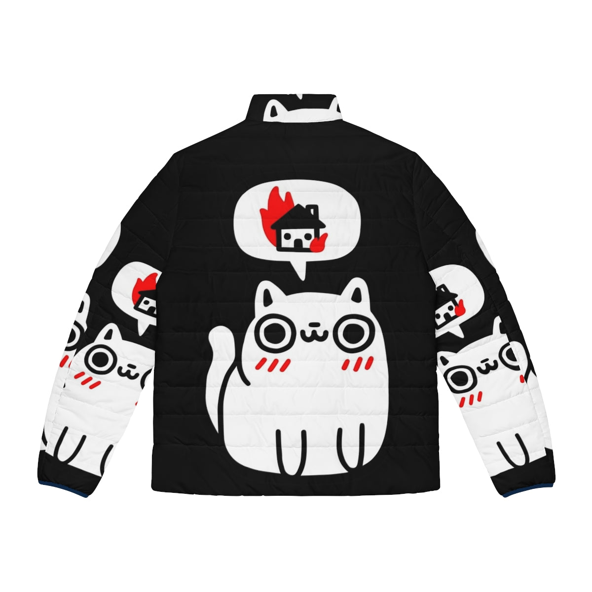 Puffer jacket with a playful cat design - Back