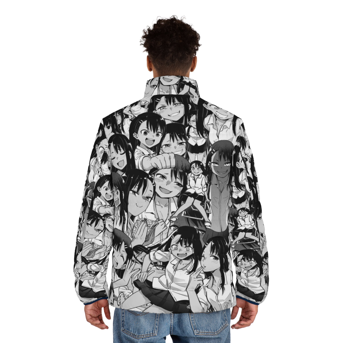 Nagatoro Inspired Puffer Jacket with Chibi Design - men back