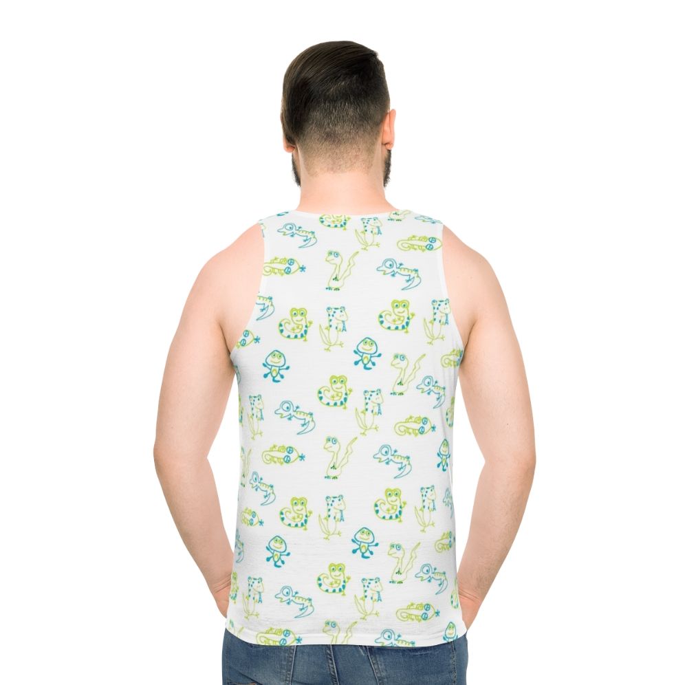 Lizard print unisex tank top - men back