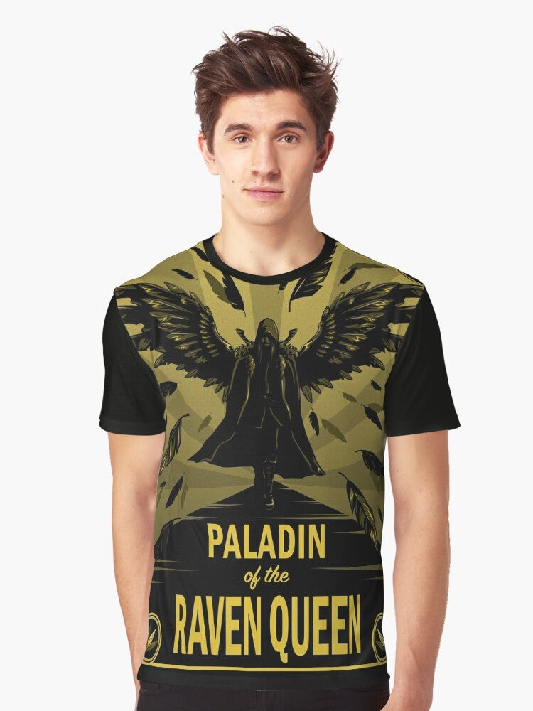 Paladin of the Raven Queen graphic t-shirt, featuring characters from the popular Dungeons and Dragons series Critical Role. - Men