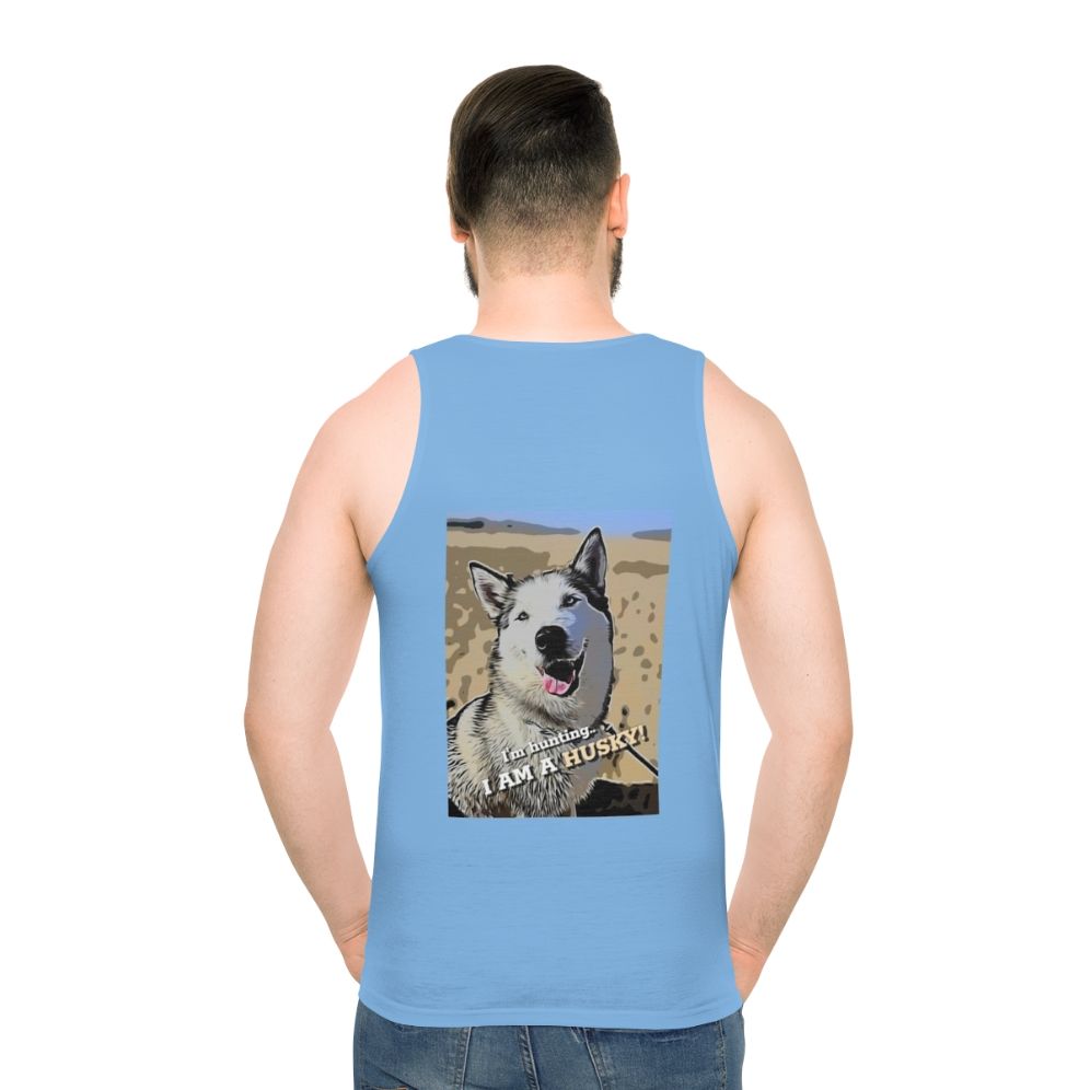 Siberian Husky wearing Unisex Tank Top - men back