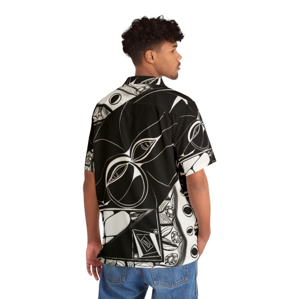 Hidden music Hawaiian shirt with monochrome musical notes and zen-inspired artwork - People Back