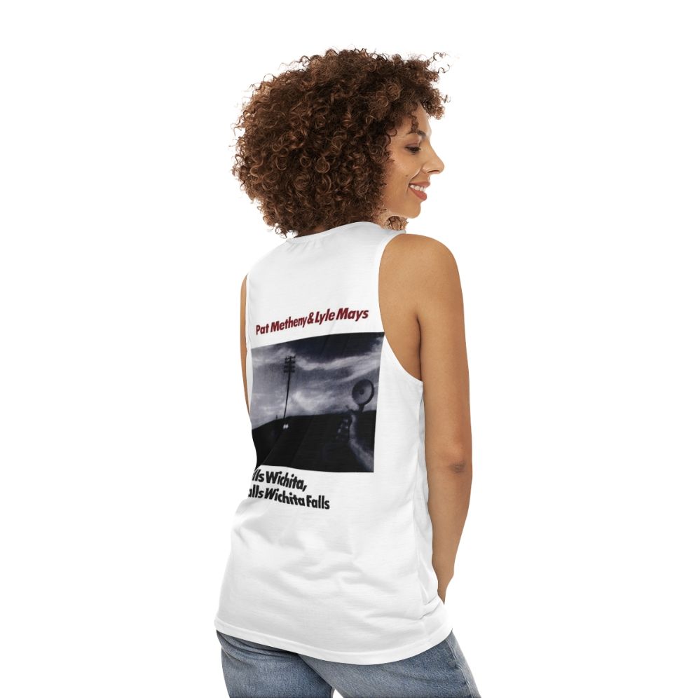 Pat Metheny and Lyle Mays 'As Falls Wichita' Unisex Jazz Fusion Tank Top - women back