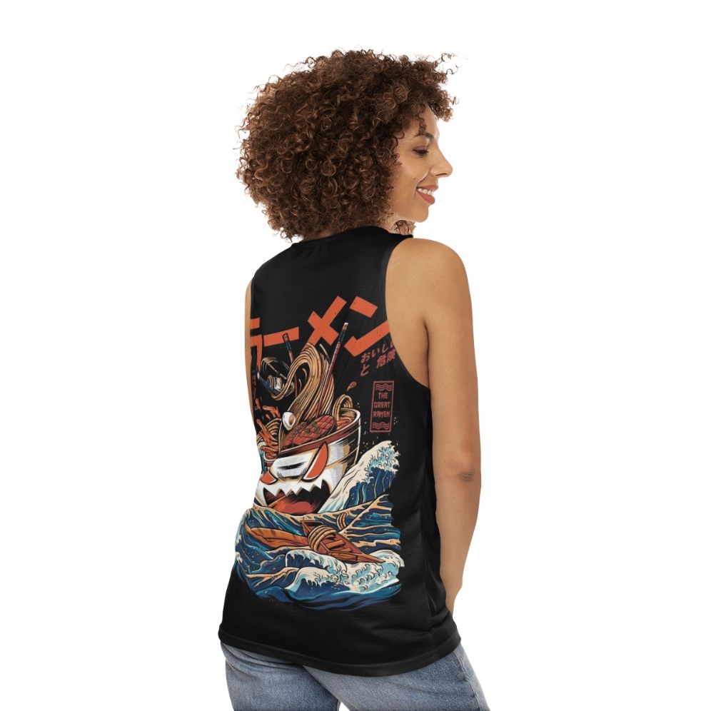 Unisex anime ramen kaiju tank top - women back