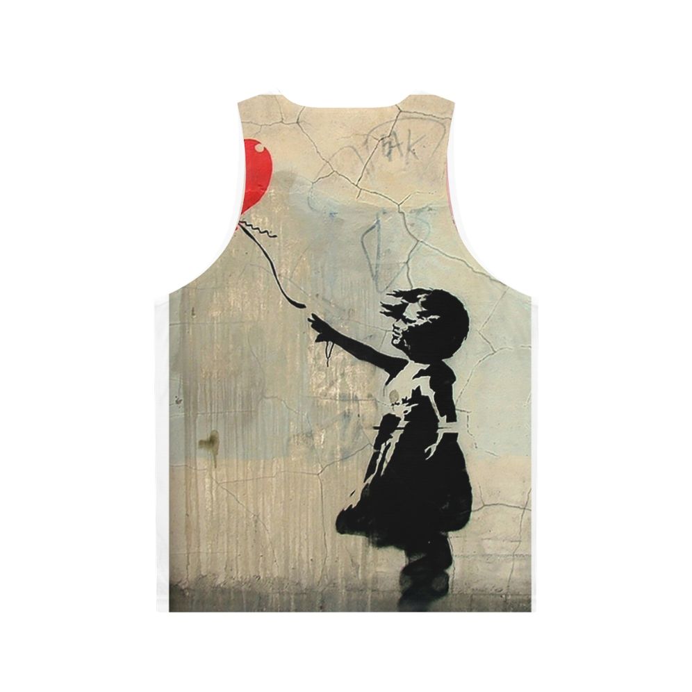 Banksy-inspired red tank top with heart balloon graphic - Back